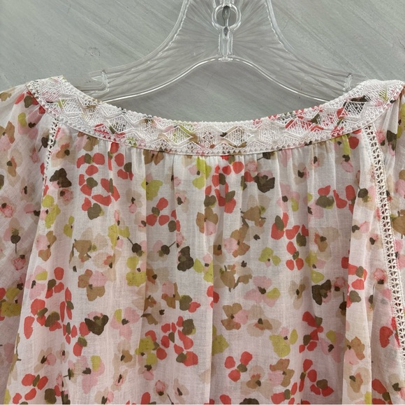 J. Jill Floral Peasant Blouse in Pink, Olive & Coral - Picture 11 of 14